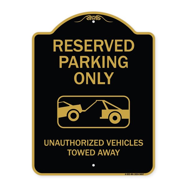 Designer Series-Resident Parking Unauthorized Vehicles Towed Away With Gr, 24" x 18", BG-1824-9897